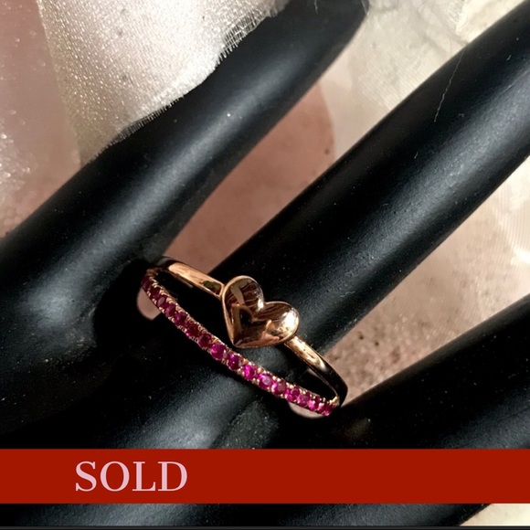 fine Jewelry Jewelry - 14K ROSE GOLD AND RUBY SPLIT SHANK RING (7.25)